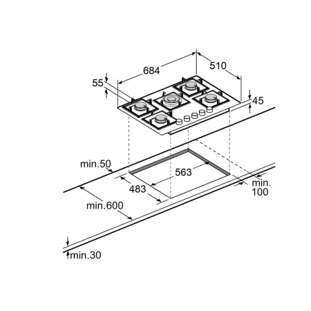 Газовая панель Fabiano FHG 8255 VGHT Titanium Glass А-14